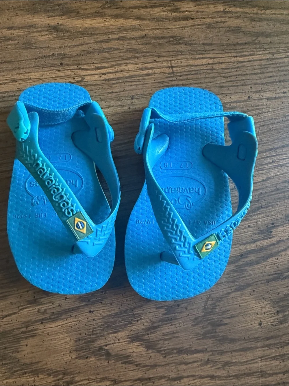 Havaianas Kids Teal Blue Adjustable Strap Flip Sandals